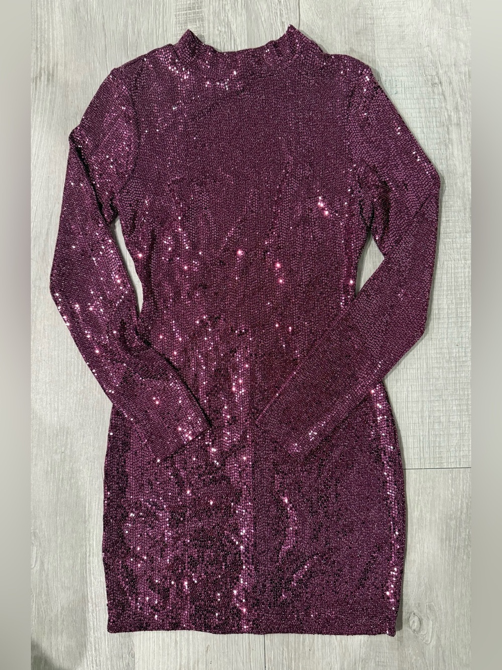 Speechless Long Sleeve Sequin Bodycon Dress in Deep Plum